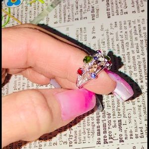 Gem 💎 Studded Silver S925 Ring/ size (5) NEW!!